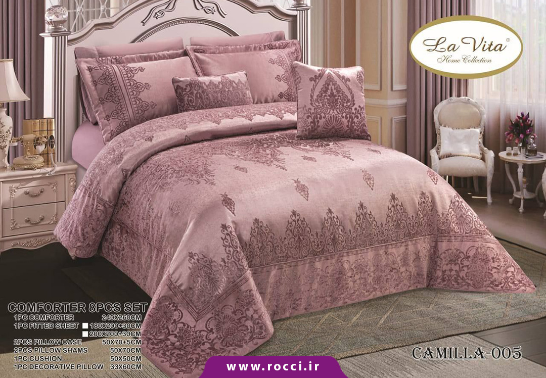 روتختی 8 تکه مخمل ژاکارد برند لاویتا طرح کاملیا-1 روتختی 8 تکه مخمل ژاکارد برند لاویتا طرح کاملیا