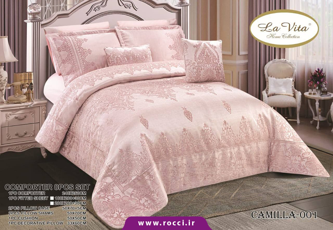 روتختی 8 تکه مخمل ژاکارد برند لاویتا طرح کاملیا-4 روتختی 8 تکه مخمل ژاکارد برند لاویتا طرح کاملیا
