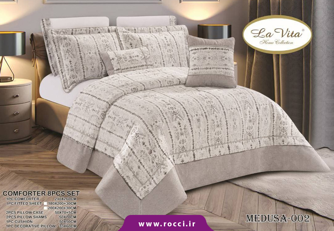 روتختی 8 تکه مخمل شانل برند لاویتا طرح مدوسا روتختی 8 تکه مخمل شانل برند لاویتا طرح مدوسا