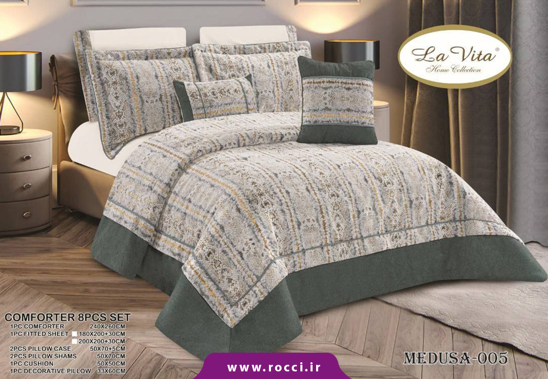 روتختی 8 تکه مخمل شانل برند لاویتا طرح مدوسا روتختی 8 تکه مخمل شانل برند لاویتا طرح مدوسا