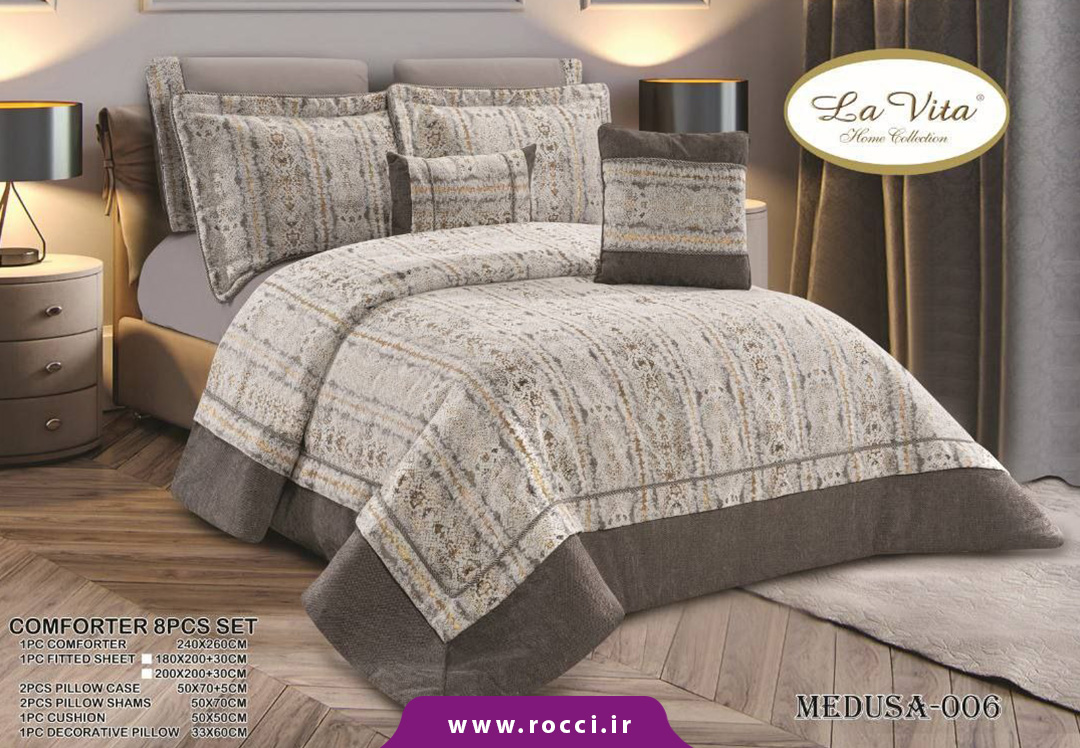 روتختی 8 تکه مخمل شانل برند لاویتا طرح مدوسا روتختی 8 تکه مخمل شانل برند لاویتا طرح مدوسا