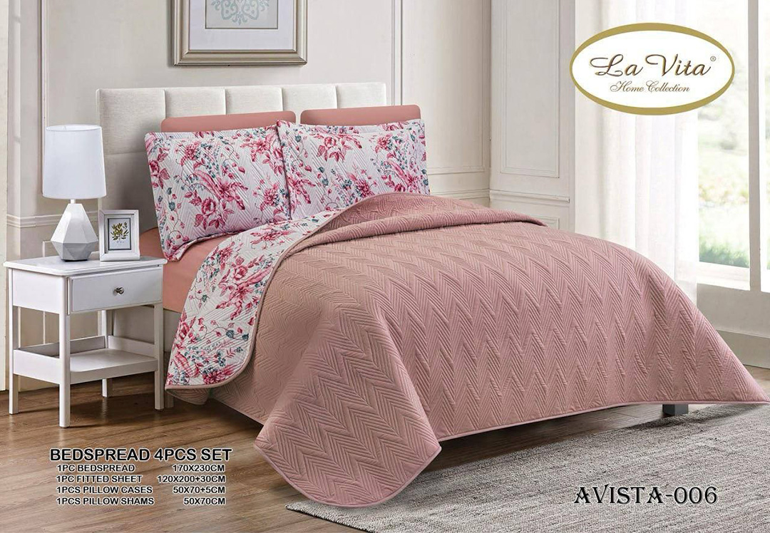 ست دو نفره پنبه دوزی کتان ۶ تکه برند لاویتا مدل آویستا