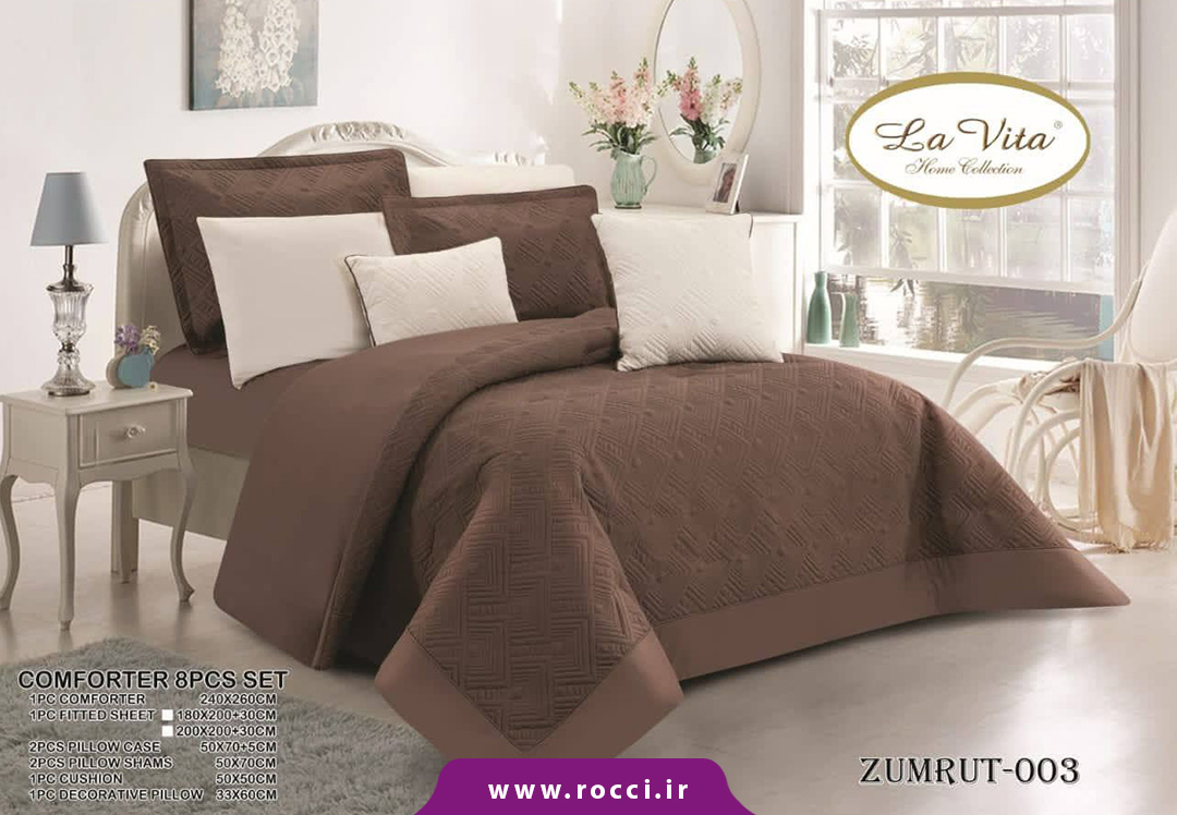 لحاف 8 تکه پارچه میکرو برند لاویتا طرح زمرد (3) لحاف 8 تکه پارچه میکرو برند لاویتا طرح زمرد