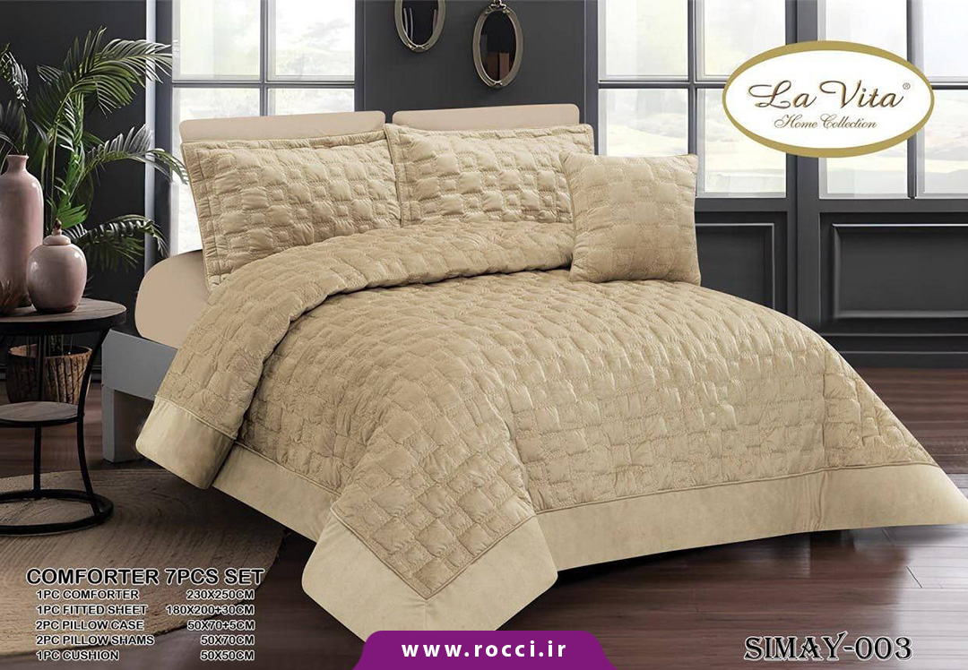 1.روتختی مخمل پنبه دوزی شده برند لاویتا مدل سیمای